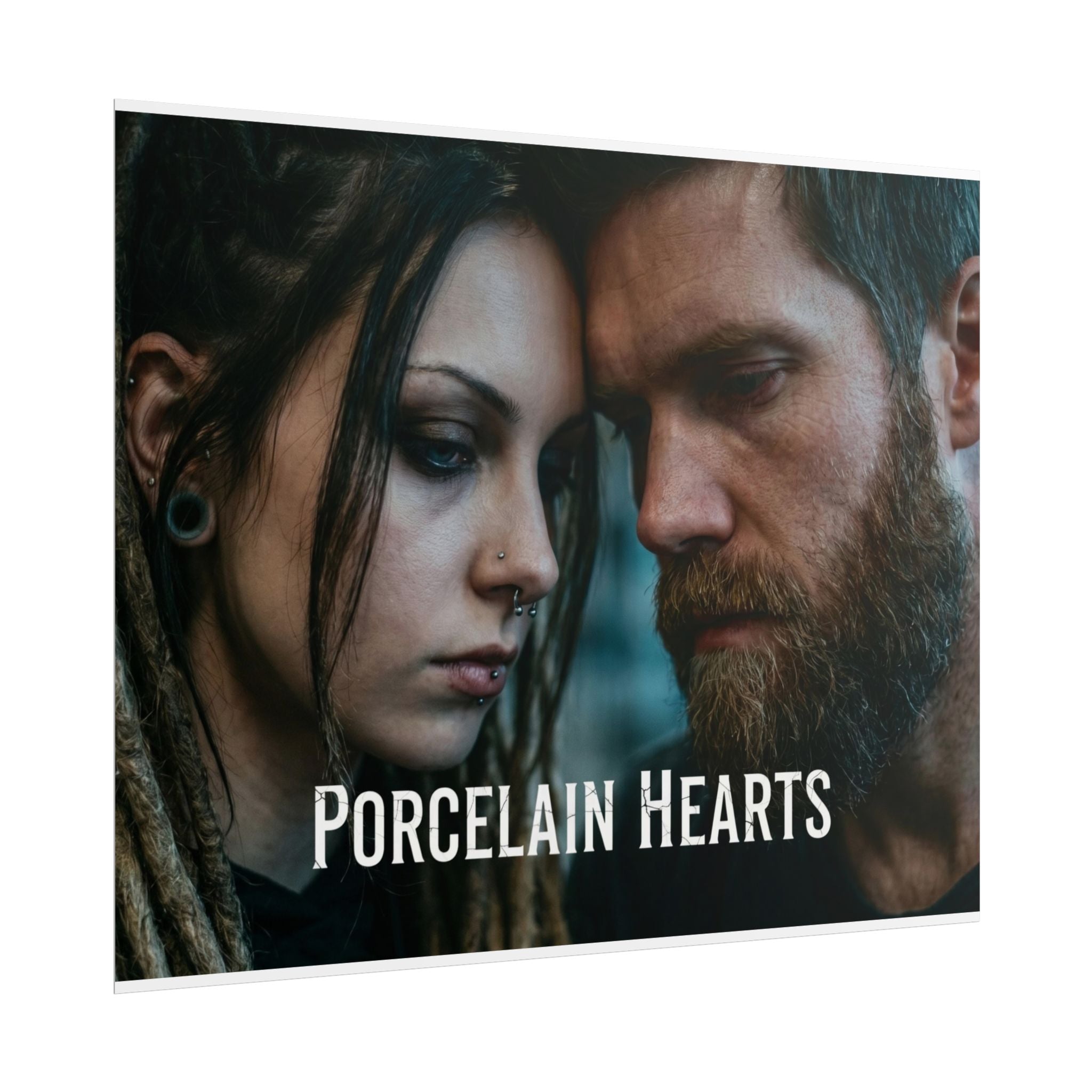 PORCELAIN HEARTS Poster - Moody Couple Portrait Rolled Art Print