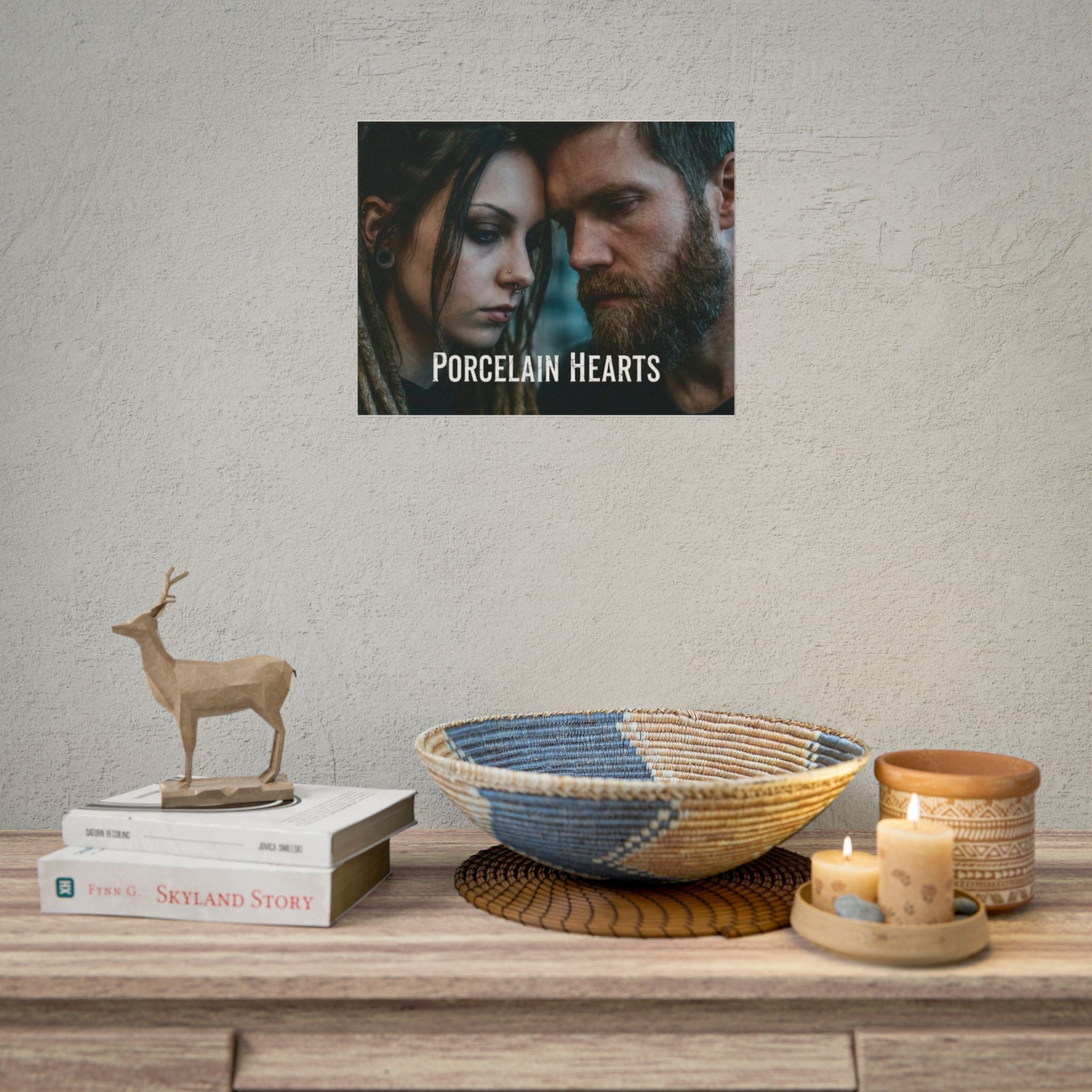PORCELAIN HEARTS Poster - Moody Couple Portrait Rolled Art Print