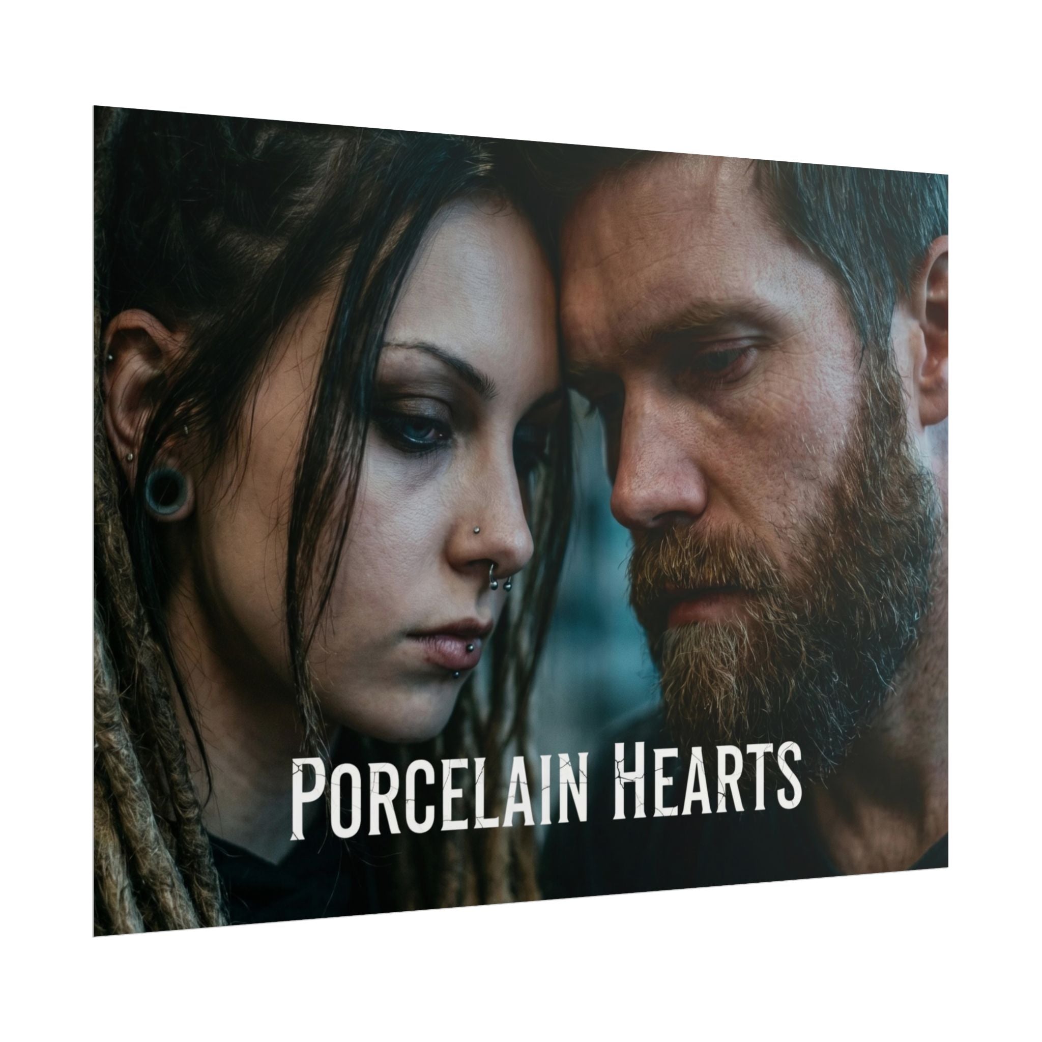 PORCELAIN HEARTS Poster - Moody Couple Portrait Rolled Art Print