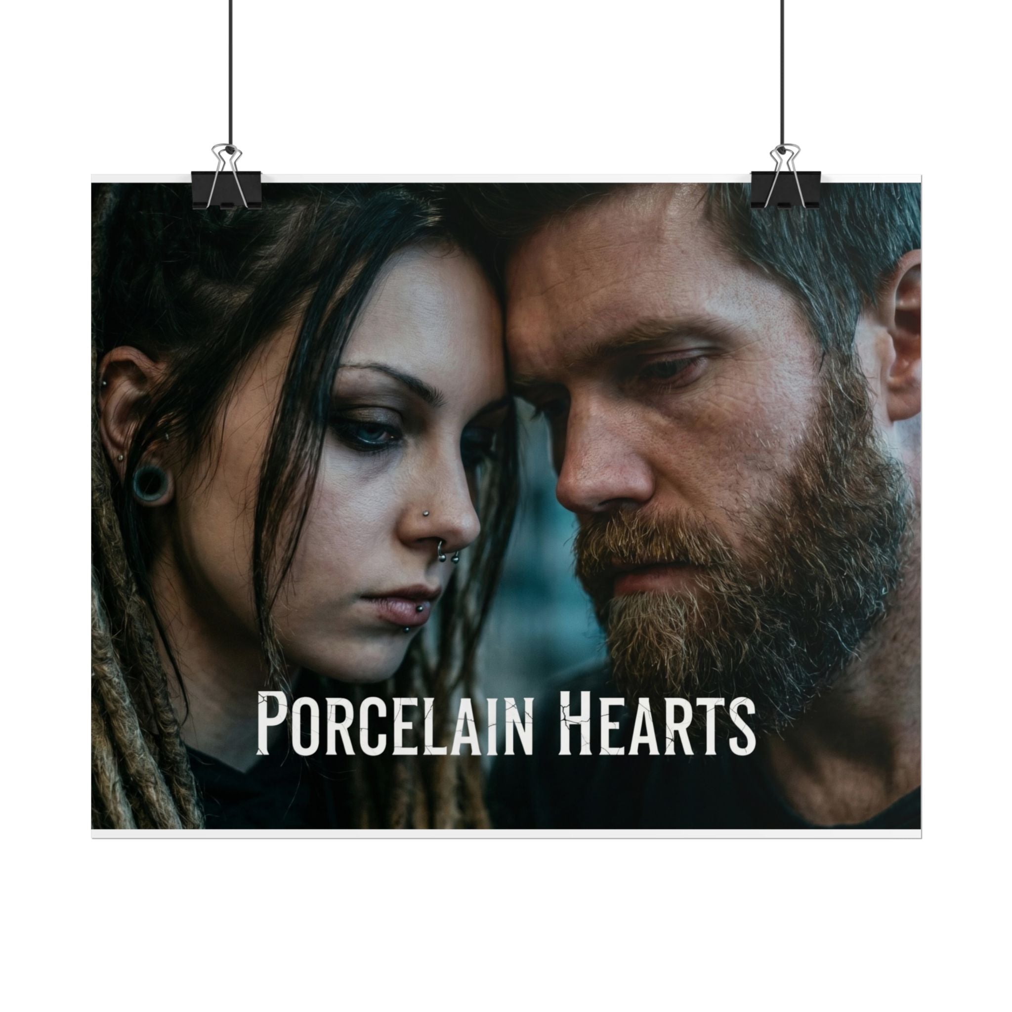 PORCELAIN HEARTS Poster - Moody Couple Portrait Rolled Art Print