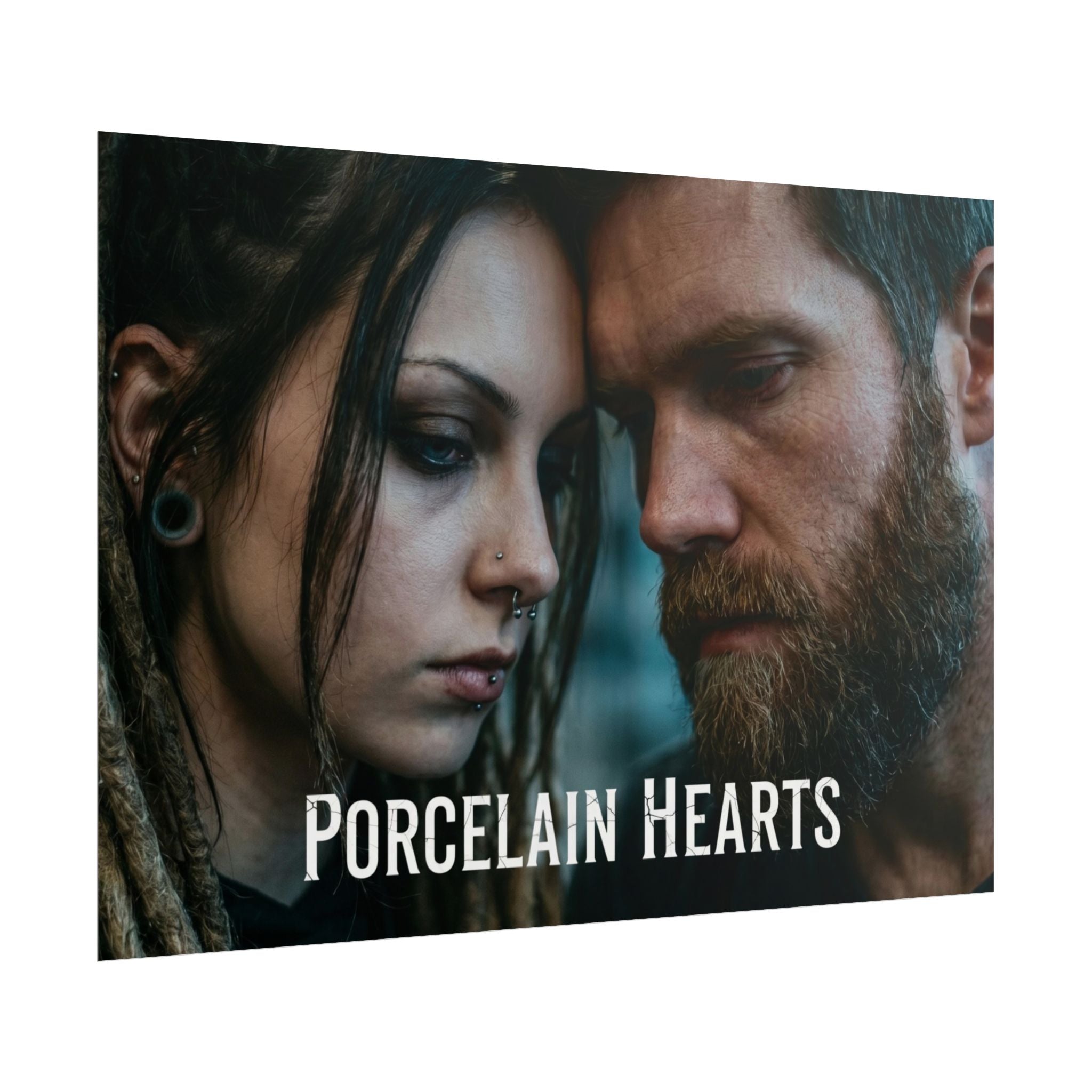 PORCELAIN HEARTS Poster - Moody Couple Portrait Rolled Art Print