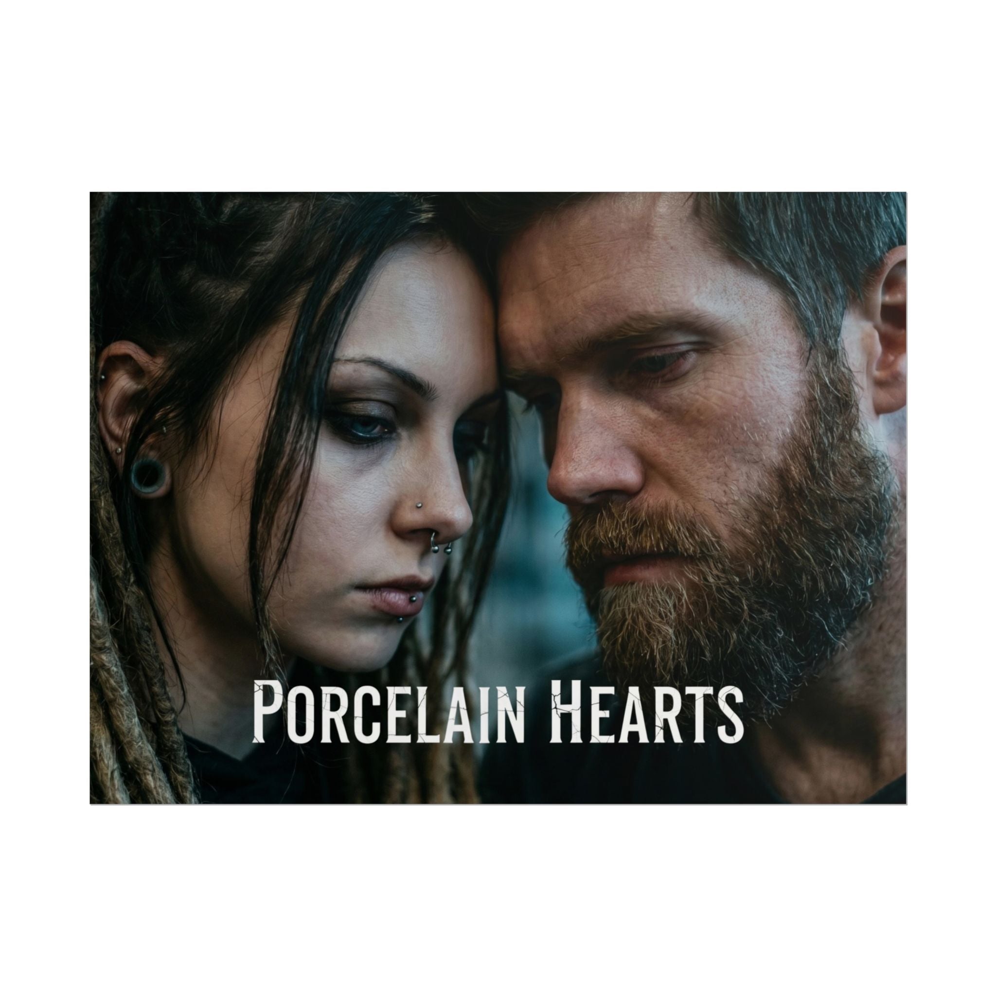 PORCELAIN HEARTS Poster - Moody Couple Portrait Rolled Art Print