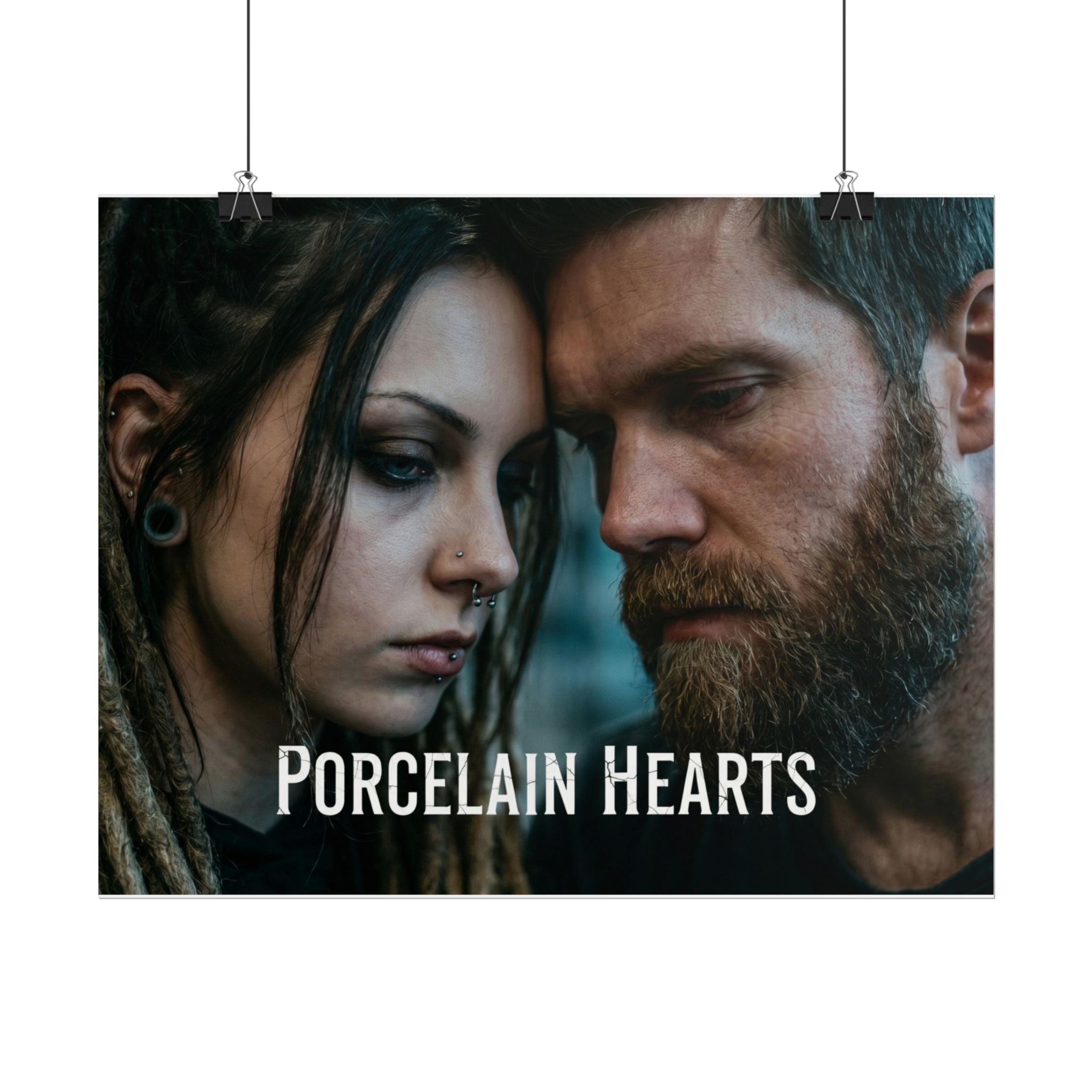 PORCELAIN HEARTS Poster - Moody Couple Portrait Rolled Art Print