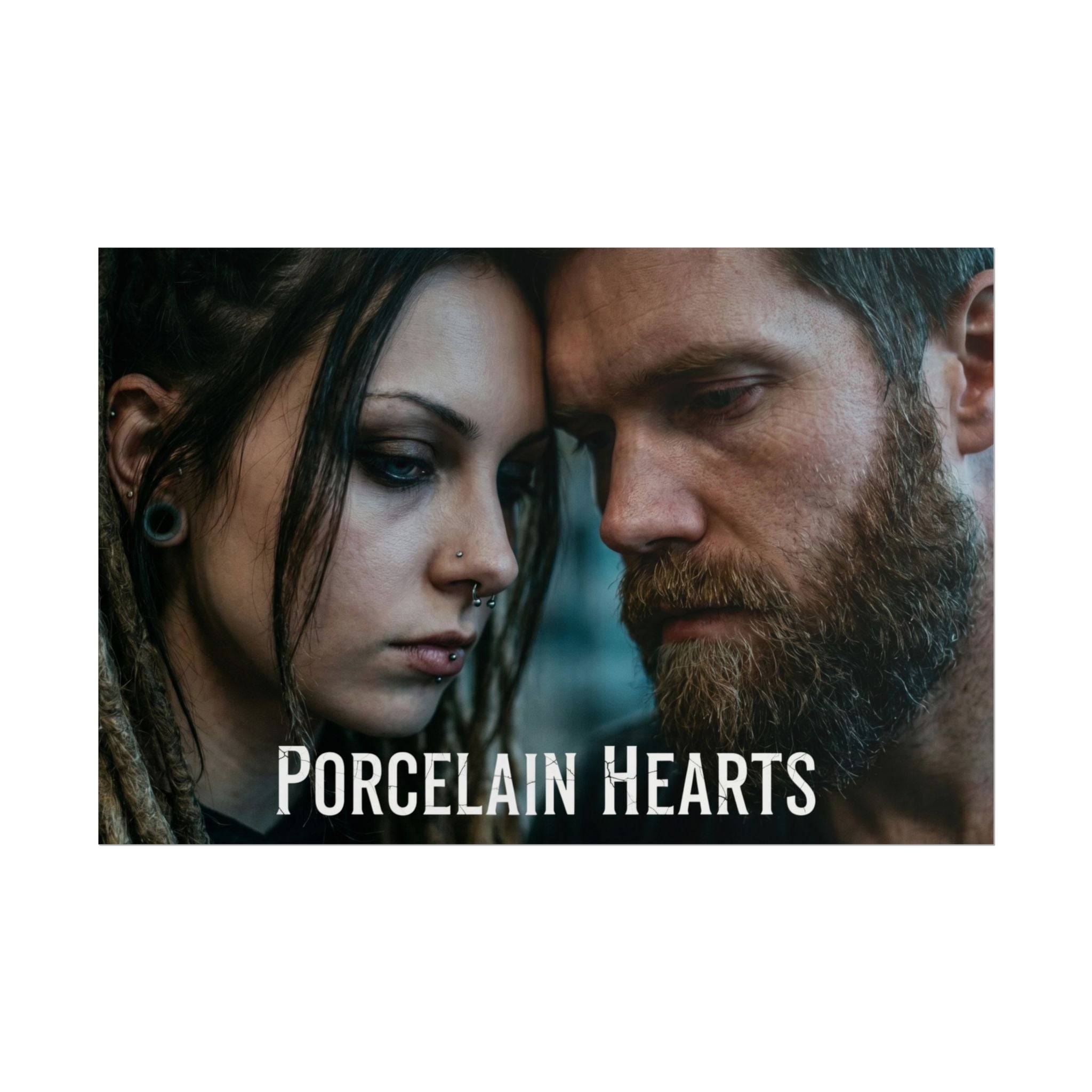 PORCELAIN HEARTS Poster - Moody Couple Portrait Rolled Art Print